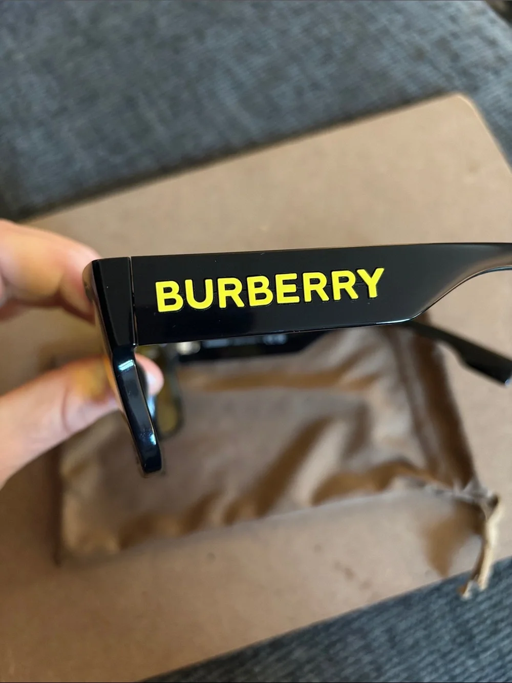 Burberry Black Frame Sunglasses with Yellow Lenses